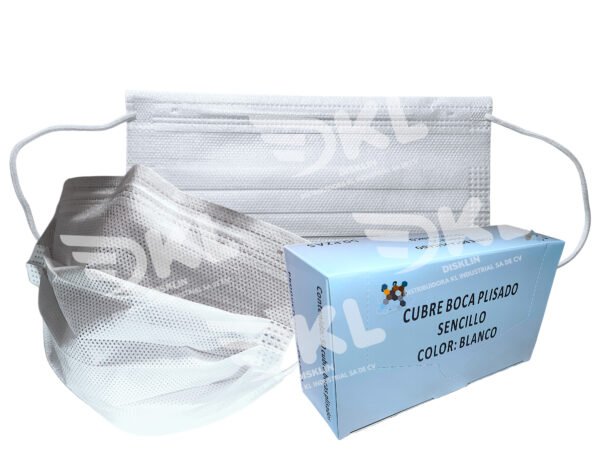 Eco Cubrebocas Plisado sencillo color blanco